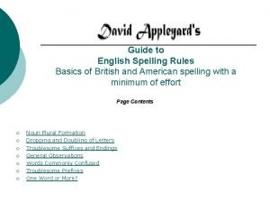 Spelling basics