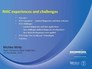 RHIC experiences and challenges Overview RHIC Experience standard
