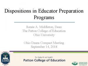 Dispositions in Educator Preparation Programs Rene A Middleton