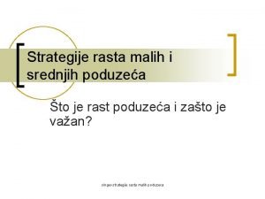 Strategije rasta malih i srednjih poduzea to je