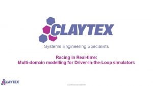 Systems Engineering Specialists Racing in Realtime Multidomain modelling