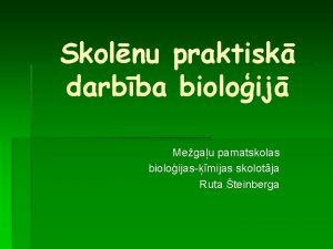 Skolnu praktisk darbba bioloij Megau pamatskolas bioloijasmijas skolotja