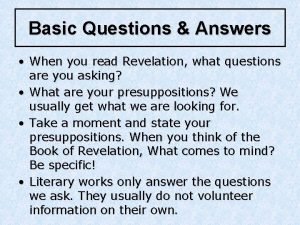 Book of revelation questions and answers