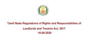 Tamil Nadu Regulations of Rights and Responsibilities of