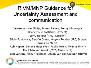 RIVMMNP Guidance for Uncertainty Assessment and communication Jeroen