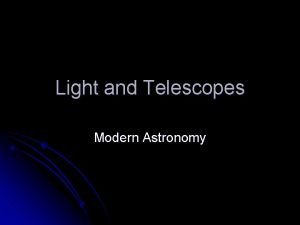 Light and Telescopes Modern Astronomy Problems with groundbased