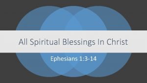 All Spiritual Blessings In Christ Ephesians 1 3