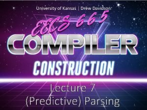 University of Kansas Drew Davidson Lecture 7 Predictive