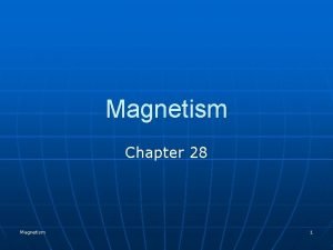 Magnetism Chapter 28 Magnetism 1 Chapter 28 Magnetic