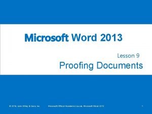 Microsoft Word 2013 Lesson 9 Proofing Documents 2014