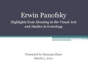 Panofsky meaning in the visual arts