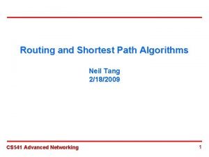 Routing and Shortest Path Algorithms Neil Tang 2182009