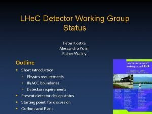 LHe C Detector Working Group Status Peter Kostka