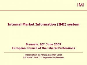 IMI Internal Market Information IMI system Brussels 20