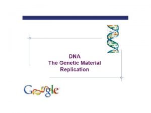 DNA Replication Replication is semiconservative one strand is