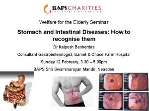 Welfare for the Elderly Seminar Stomach and Intestinal