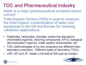Toc in pharmaceutical industry