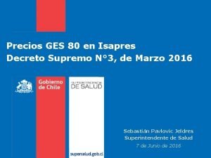 Precios GES 80 en Isapres Decreto Supremo N