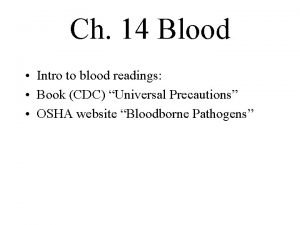 Ch 14 Blood Intro to blood readings Book