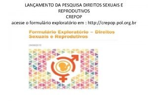 LANAMENTO DA PESQUISA DIREITOS SEXUAIS E REPRODUTIVOS CREPOP