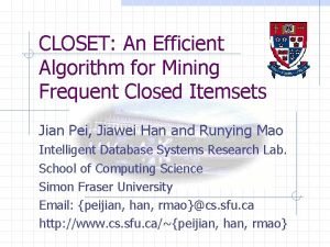 CLOSET An Efficient Algorithm for Mining Frequent Closed