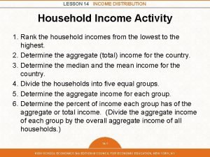 LESSON 14 INCOME DISTRIBUTION Household Income Activity 1