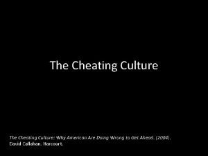 The cheating culture