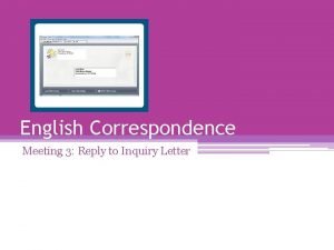Reply to inquiry letter