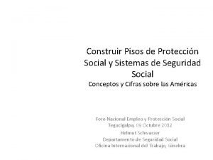 Construir Pisos de Proteccin Social y Sistemas de