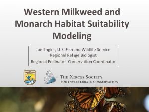 Western Milkweed and Monarch Habitat Suitability Modeling Joe