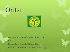 Orita An Initiation into Christian Adulthood by Donna