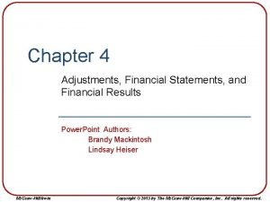 Chapter 4 Adjustments Financial Statements and Financial Results