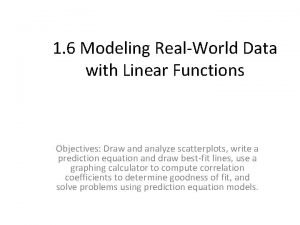 Linear functions in the real world