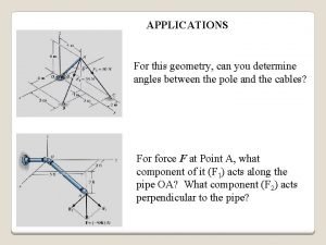 APPLICATIONS For this geometry can you determine angles