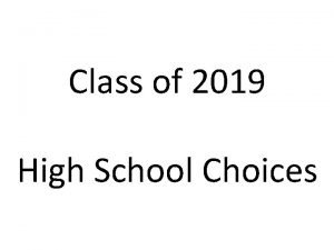 Class of 2019 High School Choices High School