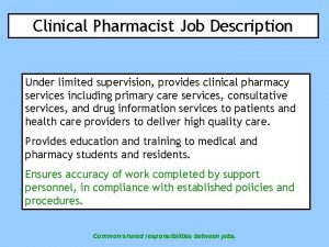 Clinical pharmacist job description