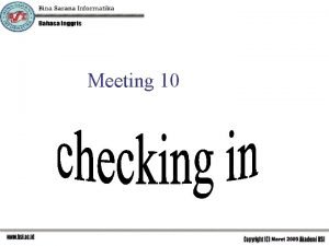 Meeting 10 Dialogue Guest Receptionist 22 nd Guest