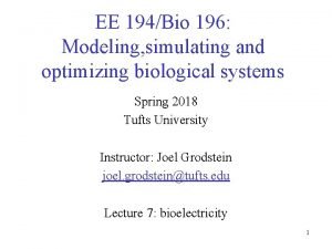 EE 194Bio 196 Modeling simulating and optimizing biological