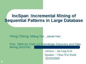 Inc Span Incremental Mining of Sequential Patterns in