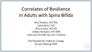 Correlates of Resilience in Adults with Spina Bifida