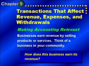 Transactions that affect revenue expenses and withdrawals