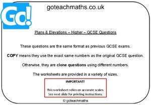 Plans and elevations gcse questions