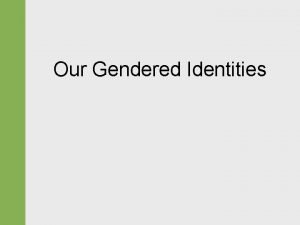 Our Gendered Identities Gendered Identities Sex Gender identity
