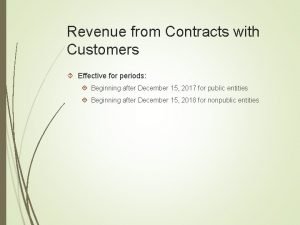 Revenue from Contracts with Customers Effective for periods