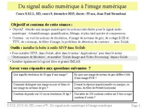 Audio numérique cours Audio numérique cours