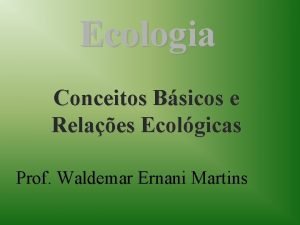 Ecologia Conceitos Bsicos e Relaes Ecolgicas Prof Waldemar