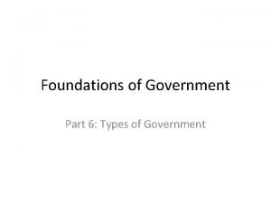 Foundations of Government Part 6 Types of Government
