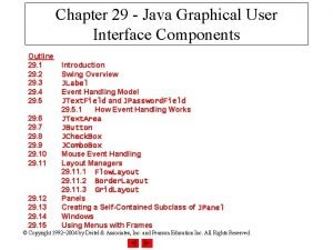 Chapter 29 Java Graphical User Interface Components Outline