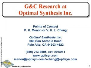 Optimal synthesis inc