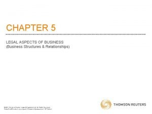 CHAPTER 5 LEGAL ASPECTS OF BUSINESS Business Structures